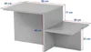 A 3D rendering of a gray side table with dimensions indicated by red lines and text. Náhľad obrázku produktu