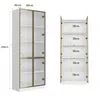 Weißer Vitrinenschrank mit 4 Glastüren 80x36x200cm, Goldene Produktbild-Vorschau 3