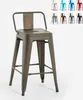 Tabouret de bar de style industriel en métal avec dossier Voir les images du produit 6