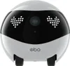 A white and black robot with heart-shaped eyes and wheels. Produktbild-Vorschau
