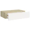 Nástenná zásuvková polica dubová a biela 40x23,5x10 cm MDF Náhľad obrázku produktu 6