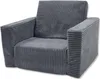 A single, gray corduroy children's armchair is shown from a slightly elevated front-side angle against a white background. Voir les images du produit