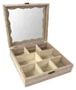 Teebox aus Holz mit 8 Fächern, 20x20x7 cm, Echtglasdeckel Produktbild-Vorschau 4