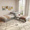 Letto angolare Sweiko, due letti singoli con letto Anteprima dell’immagine prodotto 2