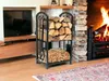 A living room scene with a fireplace, a TV, and a firewood rack. Produktbild-Vorschau