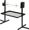 A black metal rotisserie grill spit with a mesh grate, set against a white background. Anteprima dell’immagine prodotto
