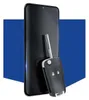 A smartphone is shown leaning against a blue background, with a car key resting against it. Produktbild-Vorschau