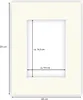 A flat lay image of a cream-colored picture frame mat with dimensions indicated by text. Náhľad obrázku produktu