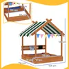 Outsunny Sandkasten mit Dach, Sandkiste Holz mit Sitzplatz Produktbild-Vorschau 3