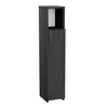 A tall, narrow, dark gray cabinet with a small open shelf at the top and a single door at the bottom. Náhled obrázku produktu