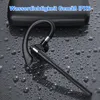A black Bluetooth headset with an ear hook is placed on a wet, dark surface, possibly a table with water droplets. Produktbild-Vorschau