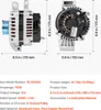 Product specifications and dimensions of an automotive alternator. Anteprima dell’immagine prodotto