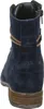 The back view of a blue suede boot with brown laces and a stacked heel. Podgląd zdjęcia produktu