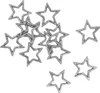 A collection of silver glitter star-shaped confetti scattered on a white background. Produktbild-Vorschau