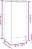 A line drawing of a tall, narrow cabinet with dimensions indicated by purple lines and text. Voir les images du produit