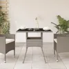 vidaXL Gartentisch mit Glasplatte Hellgrau 80x80x75 cm Poly Produktbild-Vorschau 3