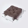 A brown seat cushion is shown on a white background with dimensions indicated by arrows and text. Náhled obrázku produktu