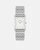 A silver rectangular watch with a metal band is shown against a white background. Voir les images du produit