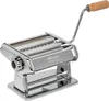 A chrome pasta maker with a wooden handle is shown against a white background. Náhled obrázku produktu