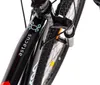 A close-up view of the front fork and frame of a black bicycle, showing the brand name 'astacus' and a small crab graphic. Náhľad obrázku produktu