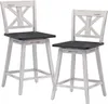 2er Set Barhocker drehbar, Küchenhocker aus Massivholz mit Produktbild-Vorschau 1