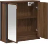 A brown wooden bathroom cabinet with a mirrored door. Produktbild-Vorschau