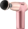 A pink and rose gold massage gun with a black massage head, isolated on a white background. Produktbild-Vorschau