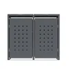 A front view of a double trash bin enclosure. Produktbild-Vorschau