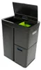 A black multi-compartment recycling bin with a green insert, shown against a white background. Produktbild-Vorschau