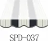 A striped awning fabric sample with a scalloped edge. Produktbild-Vorschau