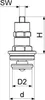 A technical drawing of a plumbing fitting with dimensions indicated. Anteprima dell’immagine prodotto