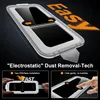 A diagram showing the installation process of a screen protector with an installation aid. Produktbild-Vorschau