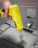 A hand holding a yellow plastic welding tool over a black plastic surface, with inset images showing before and after repair. Podgląd zdjęcia produktu