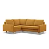 A yellow corner sofa is shown against a white background.