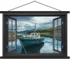MuchoWow® Textilposter Durchblick - Boot - Berg 150x100 cm Produktbild-Vorschau 1