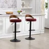 Set van 2 draaibare barkrukken, notenhout, bekleding van Productafbeelding-voorbeeld 6