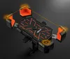 A black and orange phone holder for a bicycle or motorcycle, shown from a diagonal angle against a dark background. Orange lines and circles highlight the product's features. Anteprima dell’immagine prodotto
