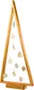 A wooden A-frame Christmas tree decorated with small wooden ornaments and LED lights, presented against a white background. Náhled obrázku produktu