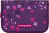 A close-up of a purple pencil case with a floral pattern. Voir les images du produit