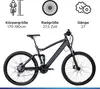A Zündapp XFS E-Mountainbike is shown with icons and text indicating its specifications. Produktbild-Vorschau