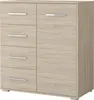 A light brown wooden dresser with silver handles against a white background. Voir les images du produit