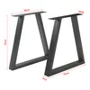 Two black metal table legs are shown against a white background with dimensions indicated by red lines and text. Podgląd zdjęcia produktu