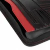 A close-up view of the interior of a black and red conference folder. Voir les images du produit