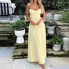 Damen Träger Maxikleid, taillierte A-Linie in Hellgelb für Produktbild-Vorschau 2
