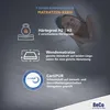 A woman sleeping peacefully on a mattress, with informational graphics about the mattress features. Produktbild-Vorschau