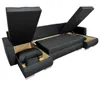 A black U-shaped sectional sofa with its storage compartments open, revealing cushions inside. Náhled obrázku produktu