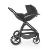 A black baby stroller is shown from the side against a white background. Náhľad obrázku produktu