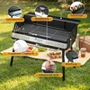 Prenosný drevený uhlíkový gril COSTWAY, campingový gril s Náhľad obrázku produktu 6