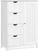 A white bathroom cabinet with four drawers on the left and a cabinet door on the right, shown against a white background. Produktbild-Vorschau