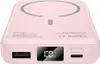 A pink power bank with a digital display showing 100% charge. Podgląd zdjęcia produktu